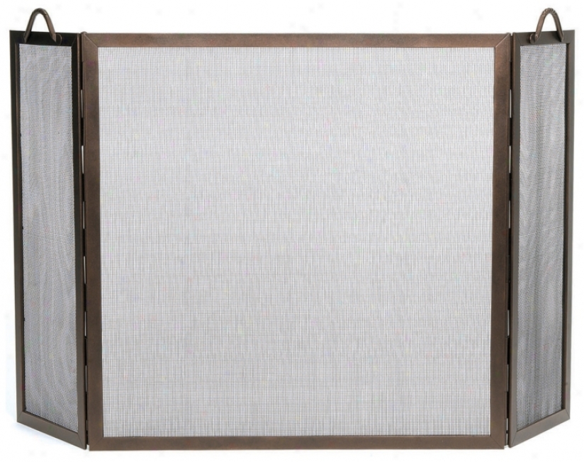 Square Roman Bronze Folding Fireplace Screen (0254)