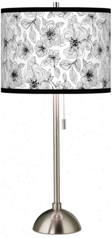 Stacy Garcia Linear Floral Giclee Contemporary Table Lamp (60757-u4662)