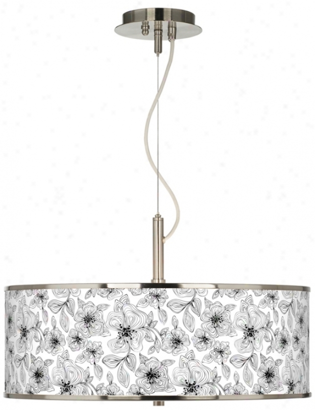 Stacy Garcia Linear Floral Giclee Be ardent 20" Pendant Light (t6343-u4738)