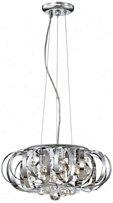 Steel Ribbons Modern Crystal 15" Wide Pendant Chandelier (u0823)