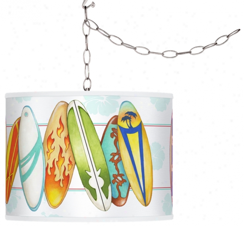 Surfboard Time Giclee Swag Style Plug-in Chandelier (f9542-h7630)
