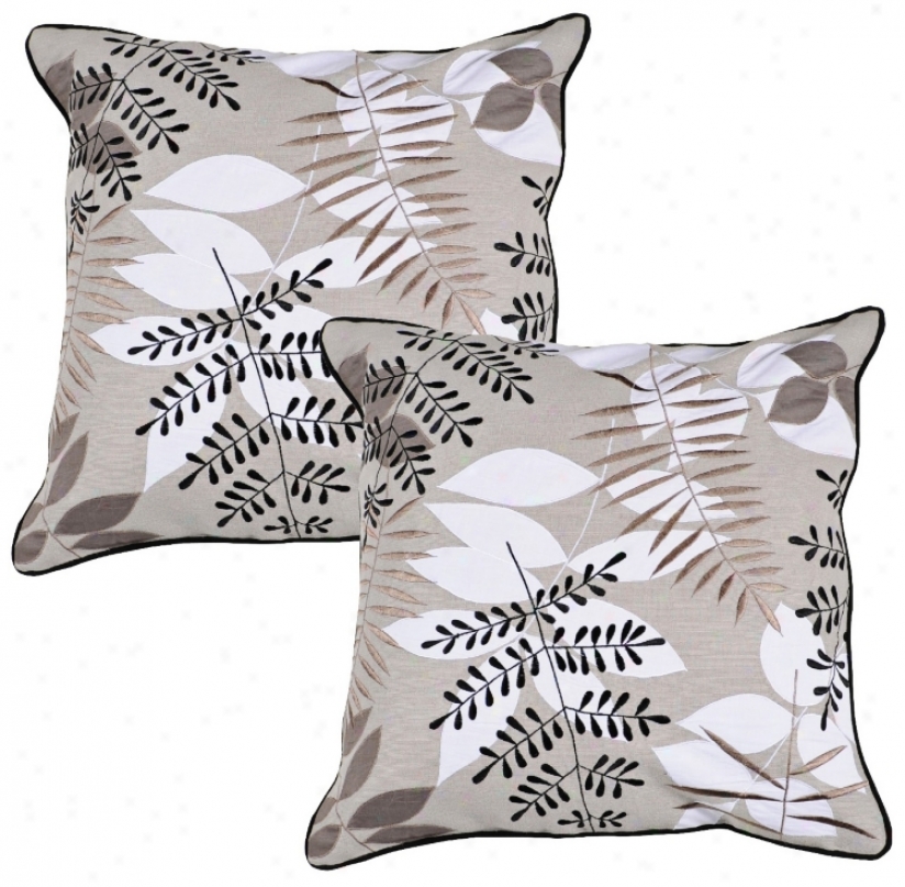 Surya Taupe Branches 18" Square Accent Pillow (r6636)