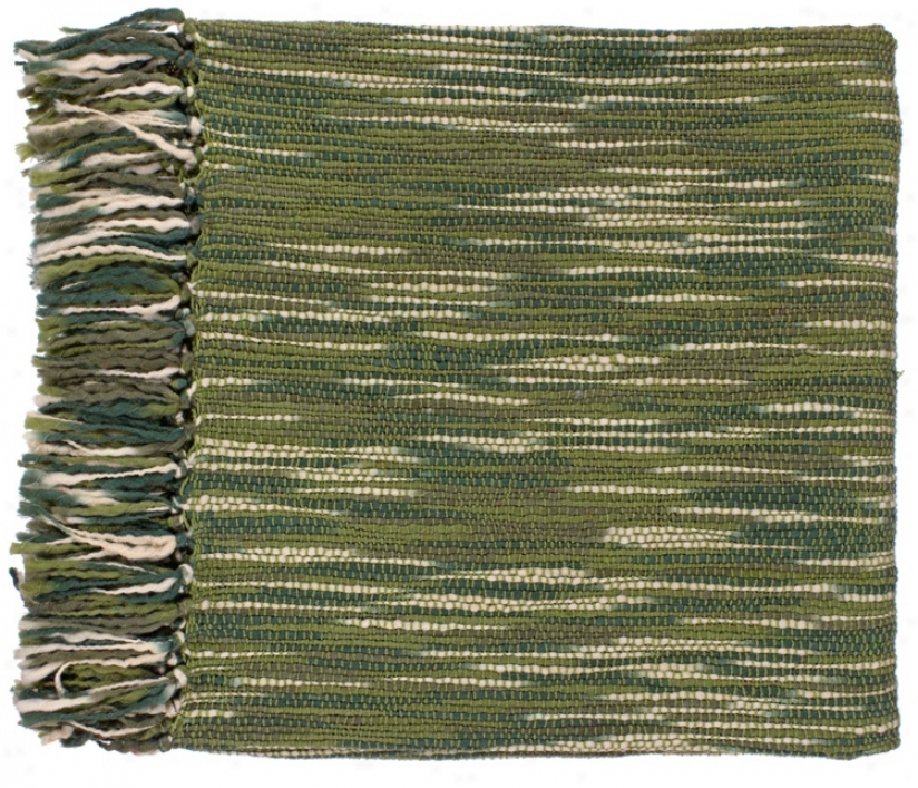 Surya Teegan Ivory And Green Throw Blanket (v0961)