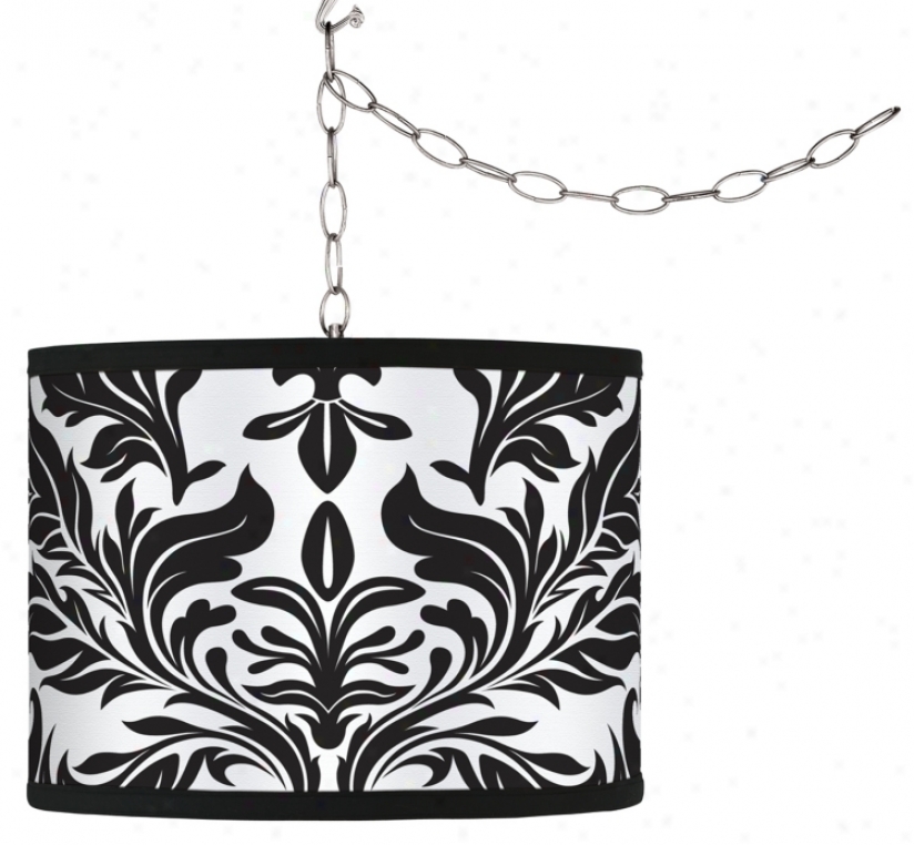 Swag Style Black Tapestry Shade Plug-in Chandelier (f9542-g4319)