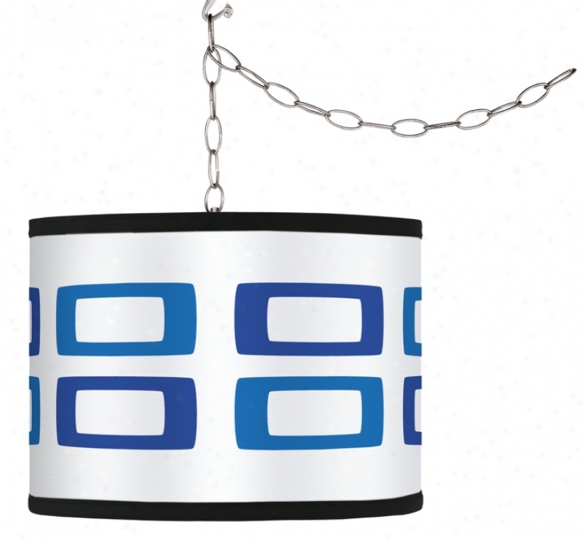Swag Style Blue Rectangles Shade Plug-in Chandelier (f9542-g9584)