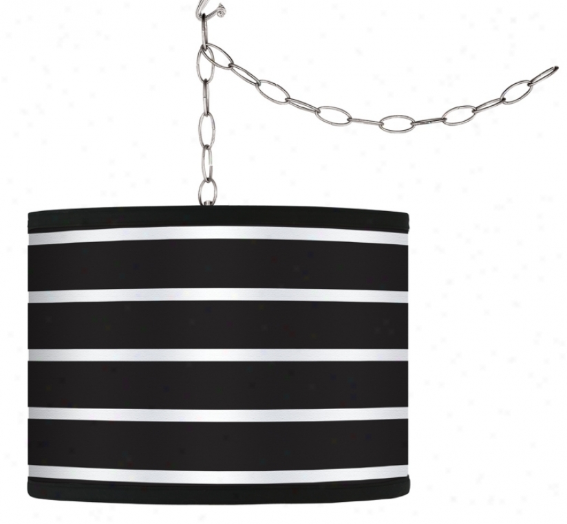 Swag Style Bold Negro Stripe Shade Plug-in Chandelier (f9542-g9579)