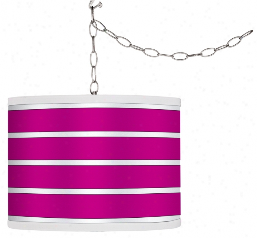 Swag Style Bold Pink Wale Shade Plug-in Chandelier (f95442-g4283)