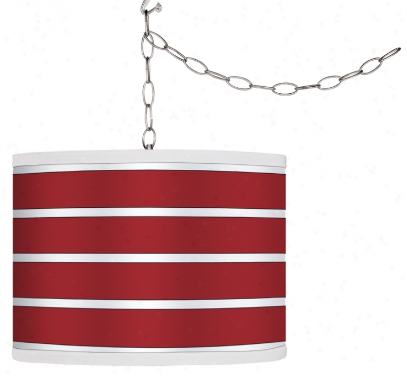 Swag Style Bold Red Stripe Shade Plug-in Chandelier (9f542-g4284)