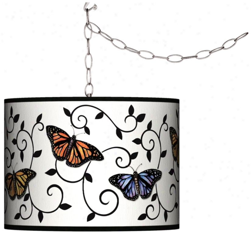 Swag Style Butterfly Scroll Shade Plug-in Chandelier (f9542-j5431)