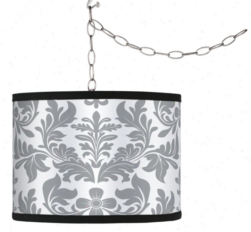 Swag Style Grey Flourish Shade Plug-in Chandelier (f9542-g9588)