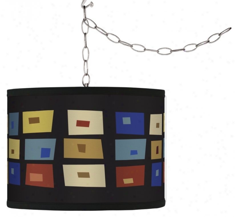 Swag Style Palette Squares Shade Plug-in Chandelier (f9542-g4310