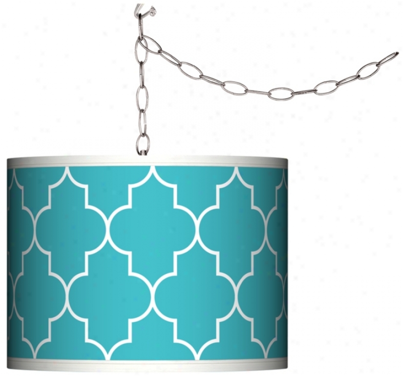 Swag Style Tangier Blue Shade Plug-in Chandelier (f9542-n0633)