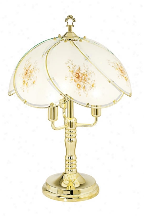 Sweet Peach Floral Candelabra Arm Touch Table Lamp (22637)