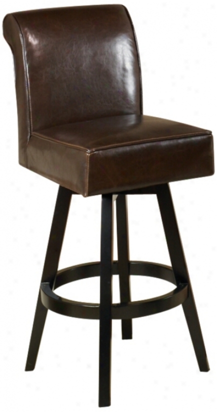 Swell Chocolate Brown Leather 30" High Swivel Bar Discharge (p6121)