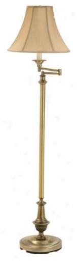 Swingarm Antique Brass Bell Shade Flot Lamp (13455)