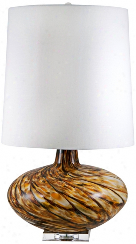 Swirl Amber Art Glass Table Lamp (v2593)