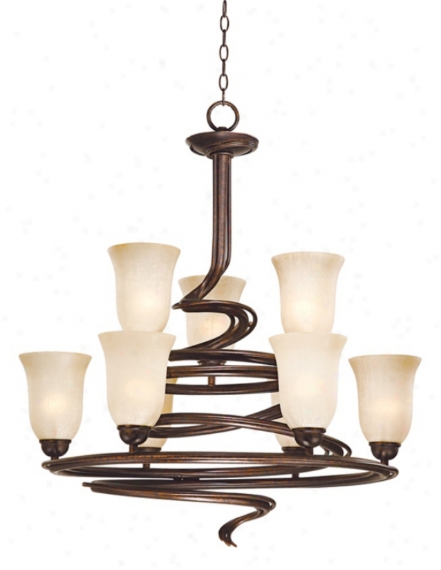 Swirled Iron Bronze Finish 2-tier 26" Remote Chandelier (53317)