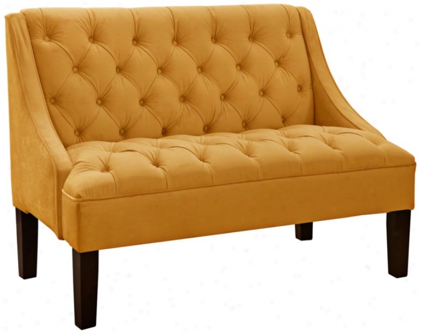 Swoop Arm Button-tufted Regal Gold Settee (w5045)