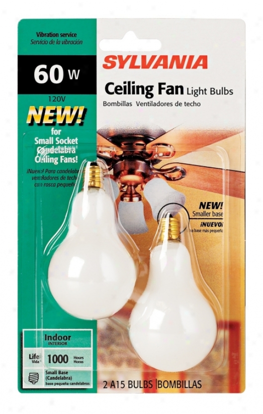 Sylvania 2-pack 60 Watt Candelabra Ceiling Fan Light Bulbs (34882)