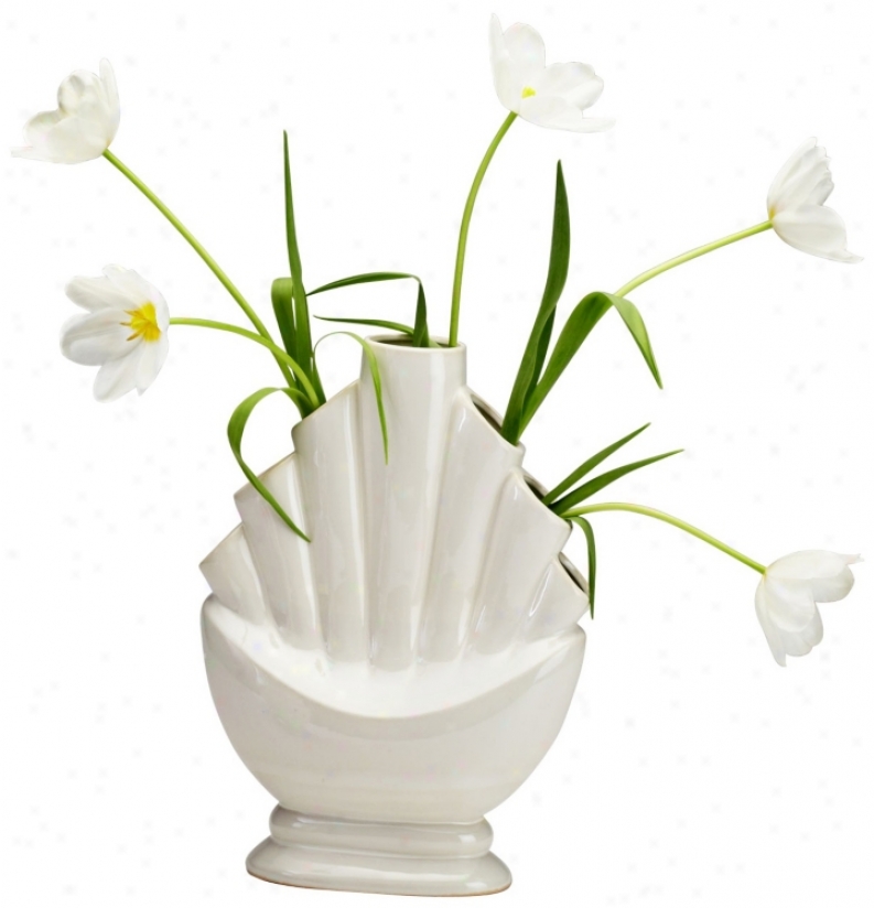 Tall Tangier White And Cream Ceramic Vase (v1500)