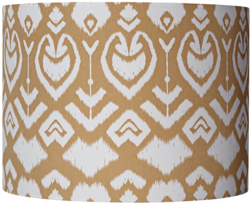 Tan Ikat Pattern Drum Shade 12x22x9 (spider) (v4682)