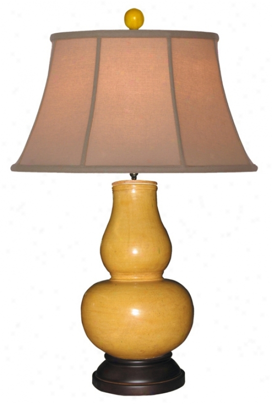 Tang Style Yellow Earthenware Gourd Table Lamp (j4961)