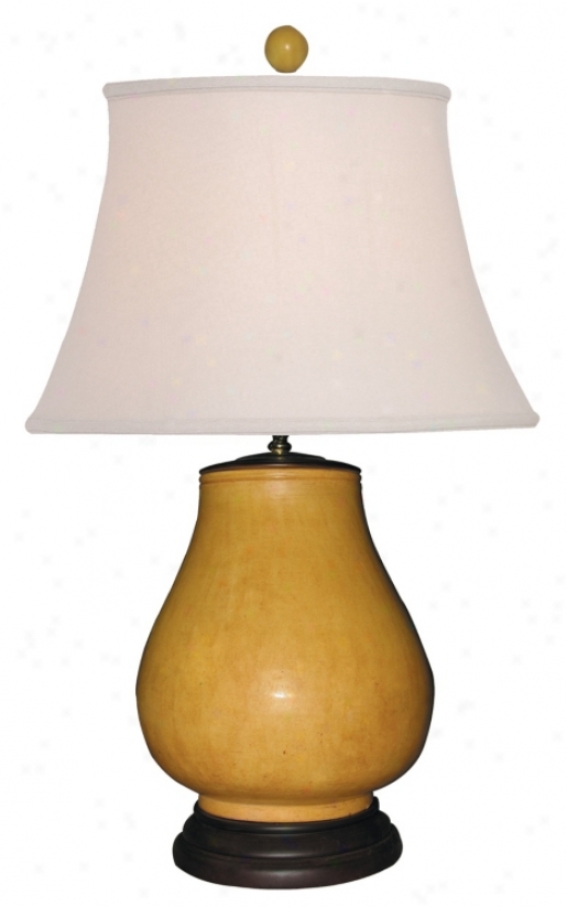 Tang Style Yellow Earthenware Urn Table Lamp (j4949)