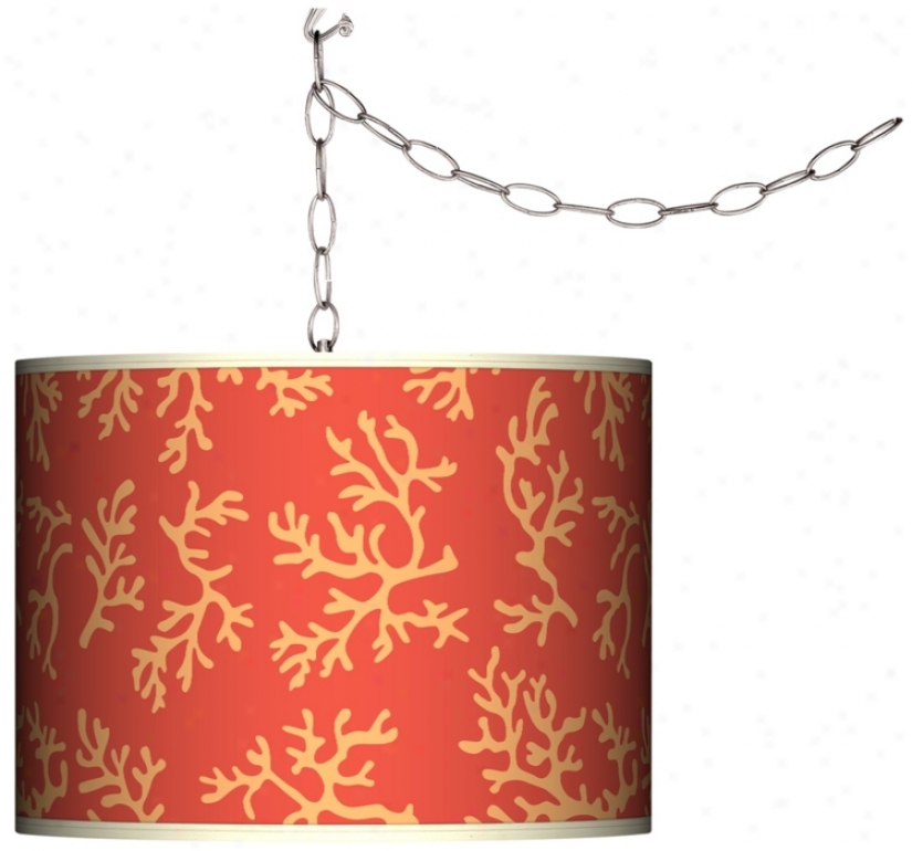 Tangerine Coral Swag Style Plug-in Chandelier (f9542-k3976)
