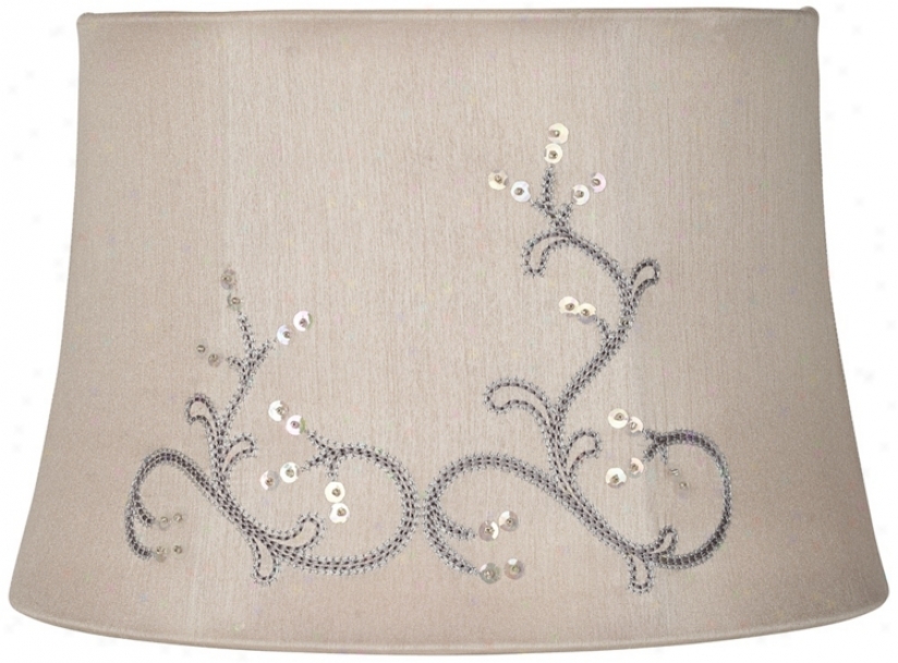 Taupe Sequins Embroidered Drum Lamp Shade 10x12x8 (spider) (v3783)