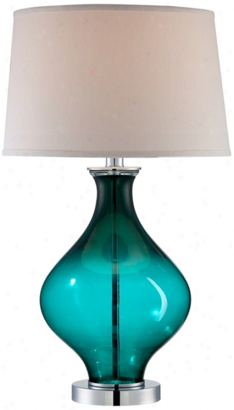 Teal Blue Glass Decanter Table Lamp (t4352)