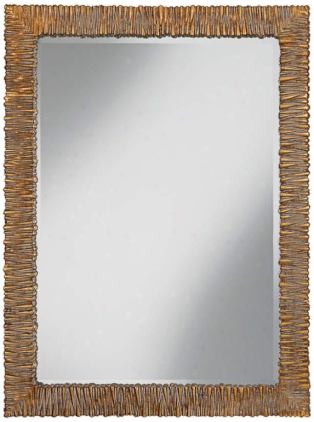 Textured Antique Golld Vanity 32" High Wall Mirror (m2690)
