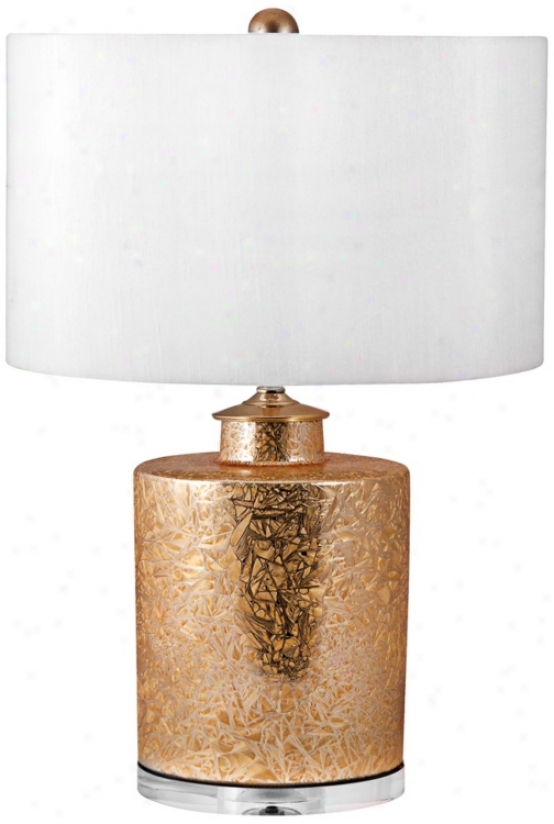 Textur3d Gold Cylinder Ceramic Table Lamp (v2527)