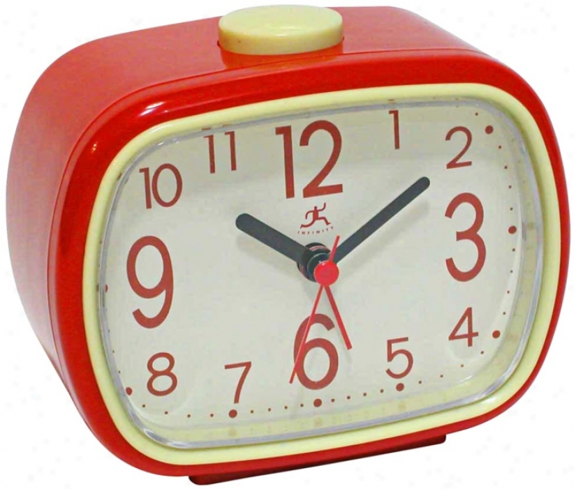 That 70s Red 4 1/2" Wide Alarm Clock (u8157)