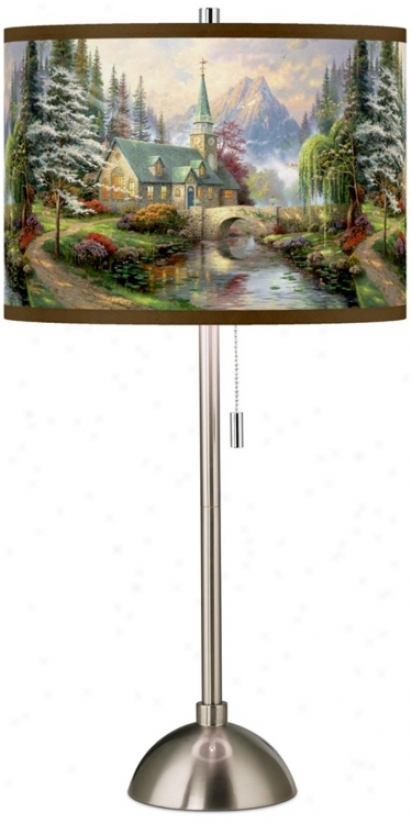 Thomas Kinkade Dogwood Chapel Giclee Shade Slab Lamp (60757-w6931)