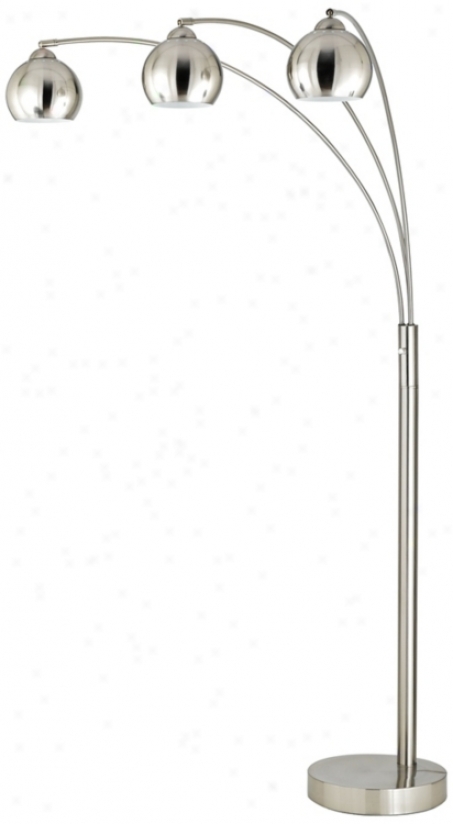 Three Light Arc Lamp Brushed Steel Floor Lamp (k1099)