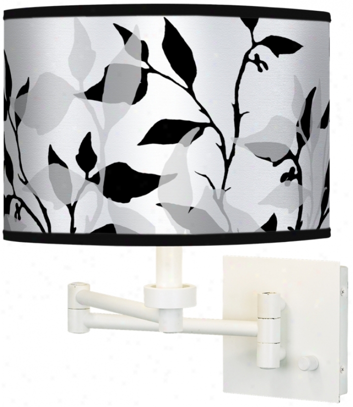 Three-tone Leaves Giclee White Swing Arm Wall Light (h6558-h7129)
