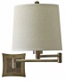 Brass Finish Bi-level Backplate Plug-in Swing Arm Wall Lamp (39722)