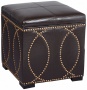 Darl Brown Faux Leather Upholstered Storage Cube Ottoman (u4614)