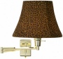 Leopard Shade Polished Brass Plug-in Swing Arm Wwll Lamp (79553-t1103)