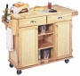 Napa Solid Wood Natural Finish Rolling Kitchen Center (u0391)