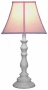 Pink Shade With White Candlestick Base Table Lwmp (u7889)