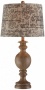 Weathered Wood Finish French Script Shade Table Lamp (t6001)