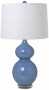 White Pleated Shelter Double Gourd Slate Blue Ceramic Table Lamp (t5903-20281)