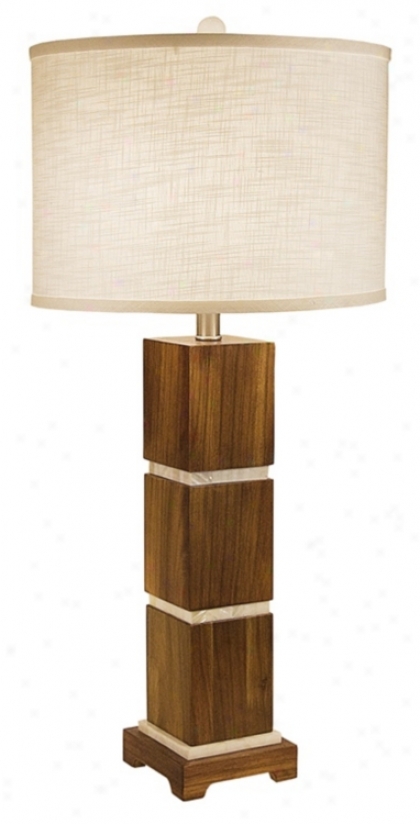 Thumprints Bali With White Round Shade Table Lamp (m6943)