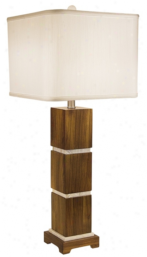 Thumprints Bali With White Square Shade Table Lamp (m6941)
