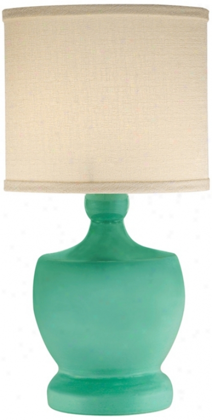 Thumprints Fleur-de-lis Seafoam Mini Table Lamp (v7304)