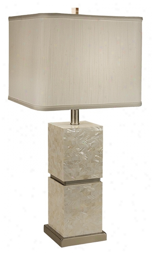 Thumprints Seaside With Whute Four-sided figure  Shade Table Lamp (m6967)