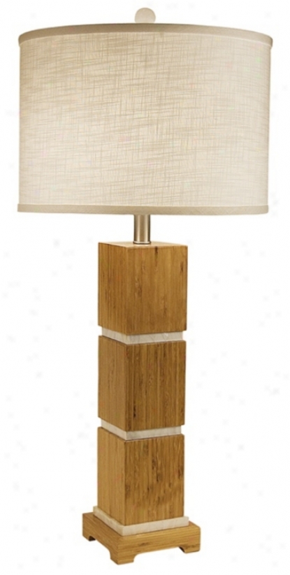Thumprints Tahiti With White Round Shade Table Lamp (m6972)