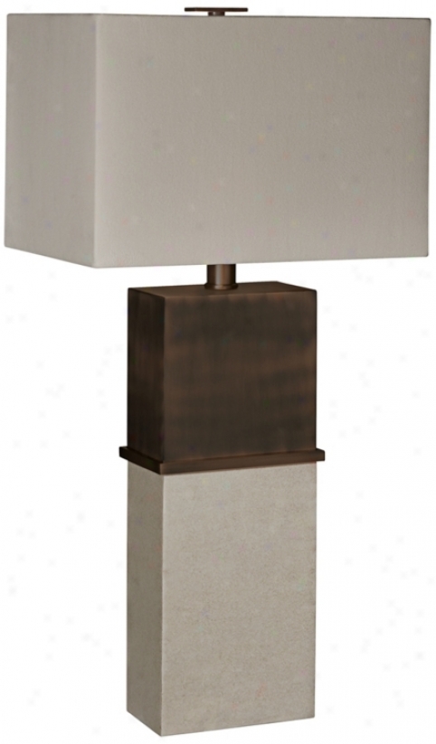 Thumprints Tuscany Off White Rectangular Shade Table Lamp (u8873)