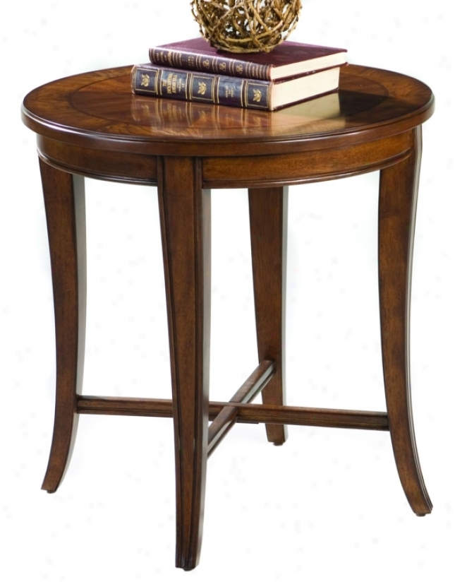 Traditional Ash Burl Round End Table (h0791)